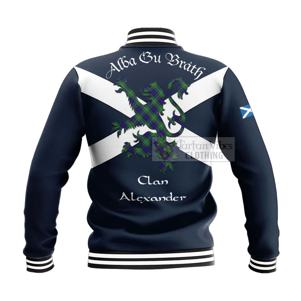 Alexander Tartan Lion Rampant Baseball Jacket  Proudly Display Your Heritage with Alba Gu Brath and Clan Name