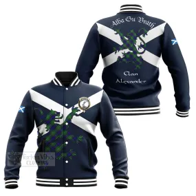 Alexander Tartan Lion Rampant Baseball Jacket  Proudly Display Your Heritage with Alba Gu Brath and Clan Name