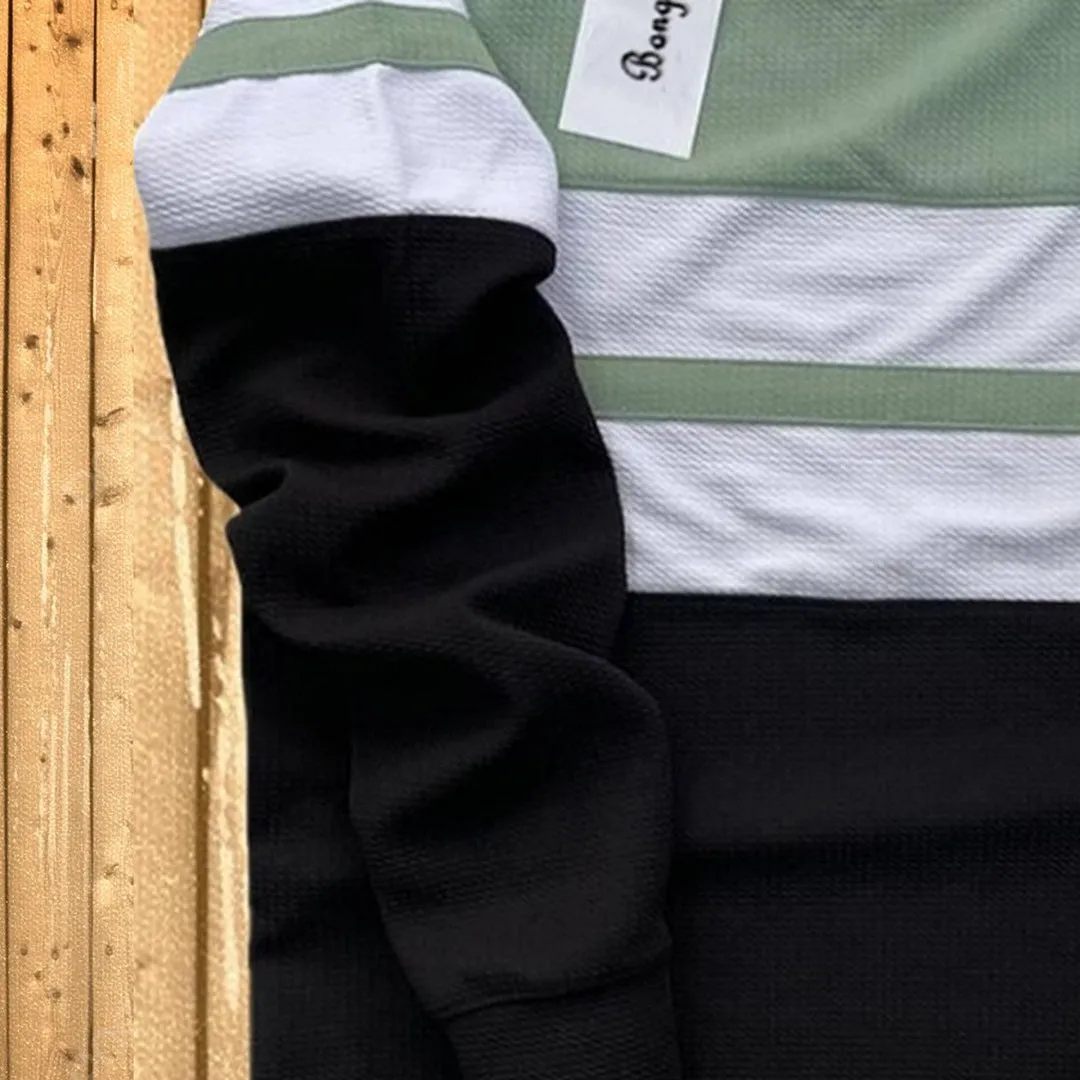 Full sleeve T-Shirt Sage Green Black & White
