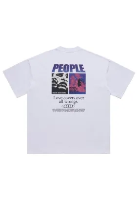 Grunge poster t-shirt retro punk tee utility top in white